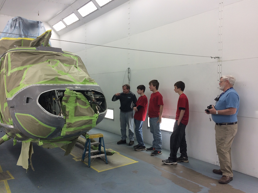 Explorer Scouts tour Helicopter Specialties, Inc. in Janesville, Wis. on April 12, 2015.