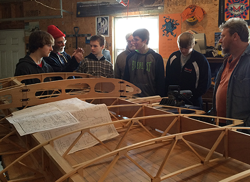 Explorer Post 108 visited Dave Waller's shop in Monroe to see progress on his Pietenpol Aircamper homebuilt project.