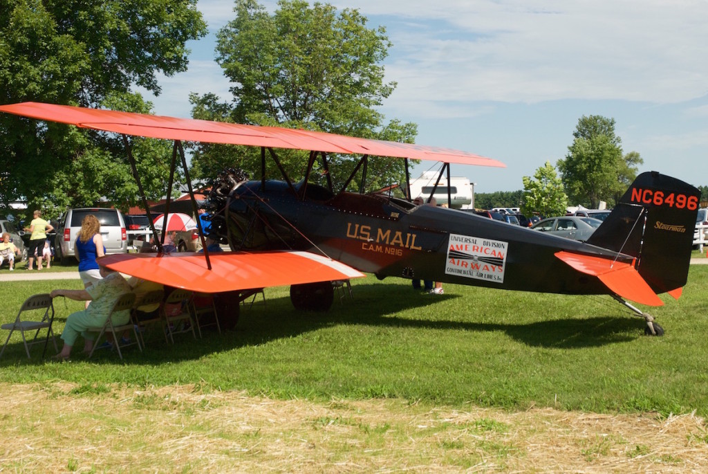 Mike Williams' 1928 Stearman C3B air mail plane served as a period backdrop for the ceremony.