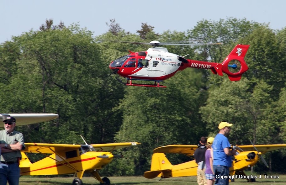 University Hospital's MedFlight helicopter lands for display.
